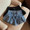 2023 Summer High-Waist Ruffled Denim Skirt Shorts for Petite Women: Sweet & Slimming