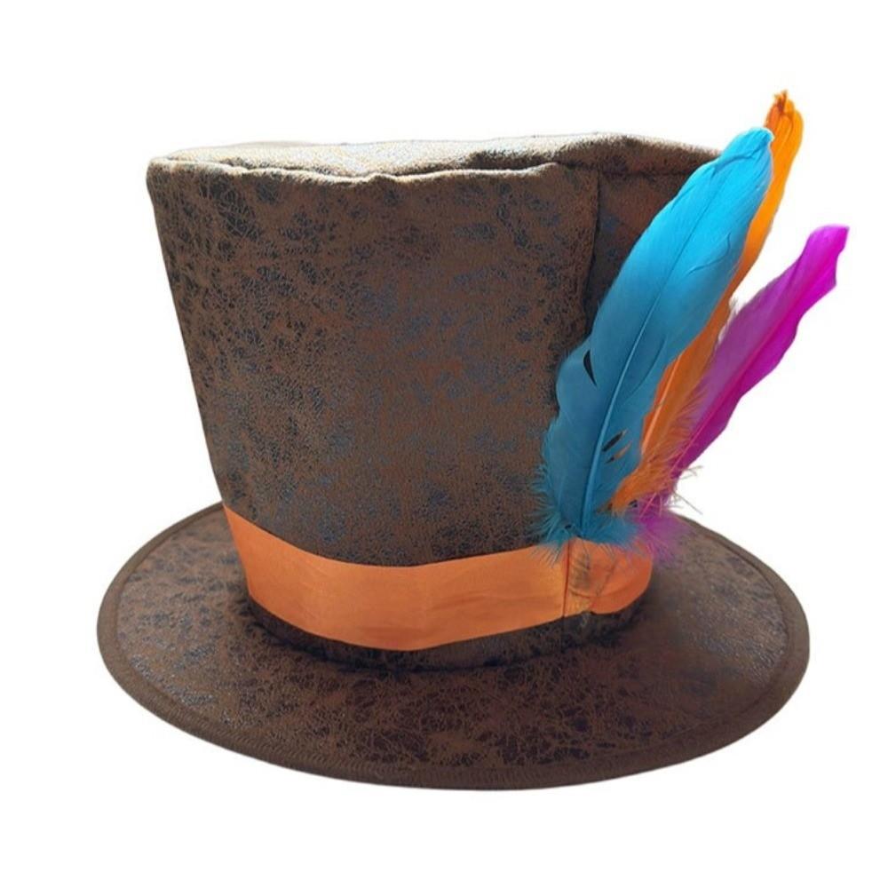Dress Up Festival Party Top Hat Headband Feathered Tall Hat Stage Performance Event