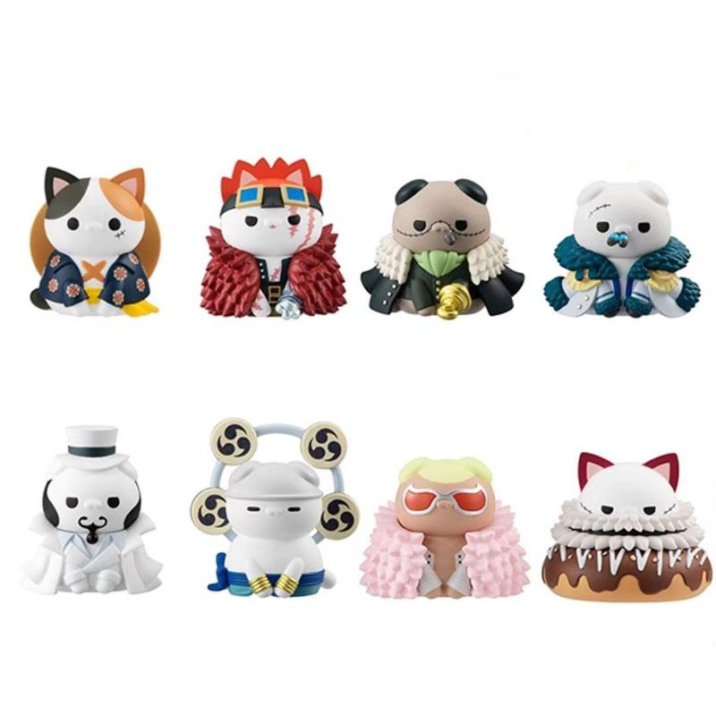 4cm Anime One Piece Figure Mega Cat Project Q Version One Piece Action Toy Figures Periphery Collection Ornaments Gift