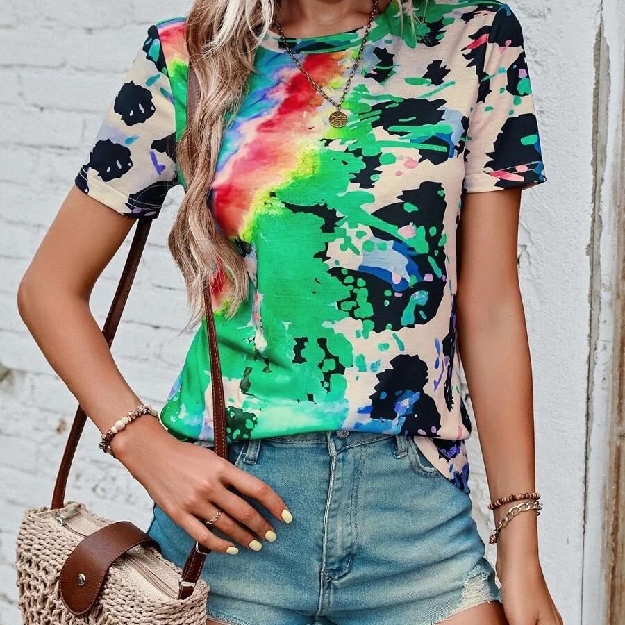 DAFIFY Women's Fashion Summer Spring Casual Short Sleeve O-Neck Blouses & Shirts