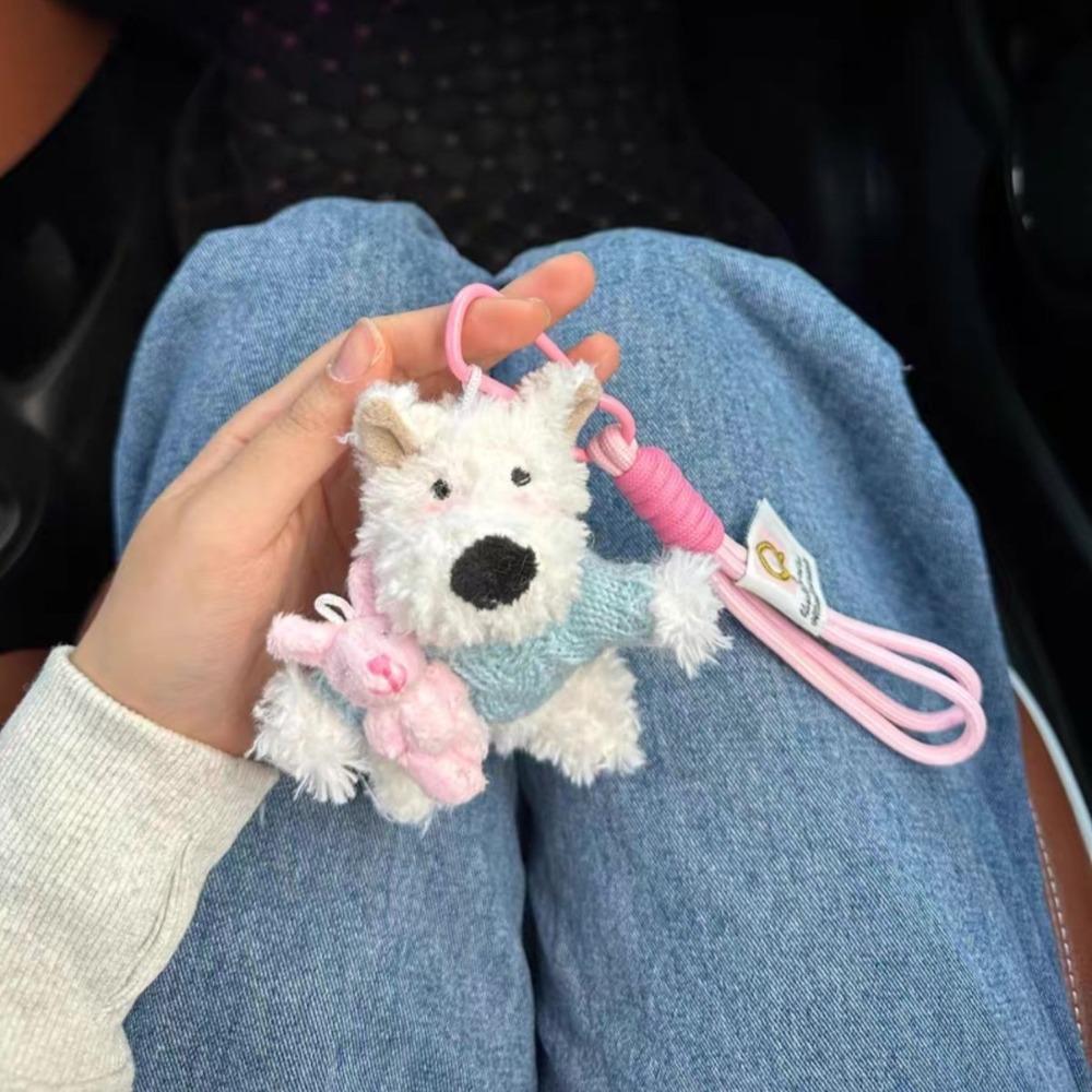 Chaveiros de boneca de cachorro pequeno de pelúcia, animal de desenho animado, filhote de cachorro peludo, presente de aniversário para crianças