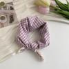 Silk scarf neck small square scarf plaid lace edge versatile fashion scarf headscarf summer women pastoral silk scarf headband