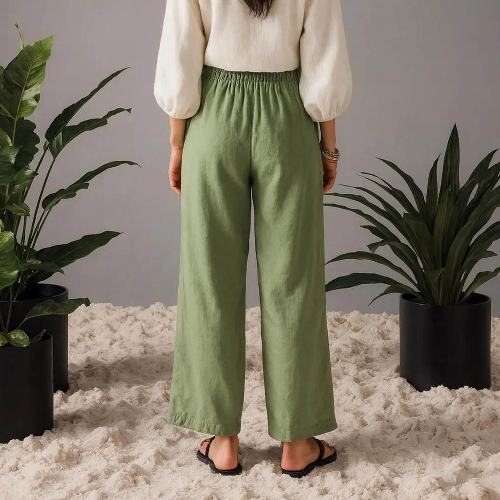 Damen Locker Bequeme Lässige Mode Einfarbig Mit Taschen Hose