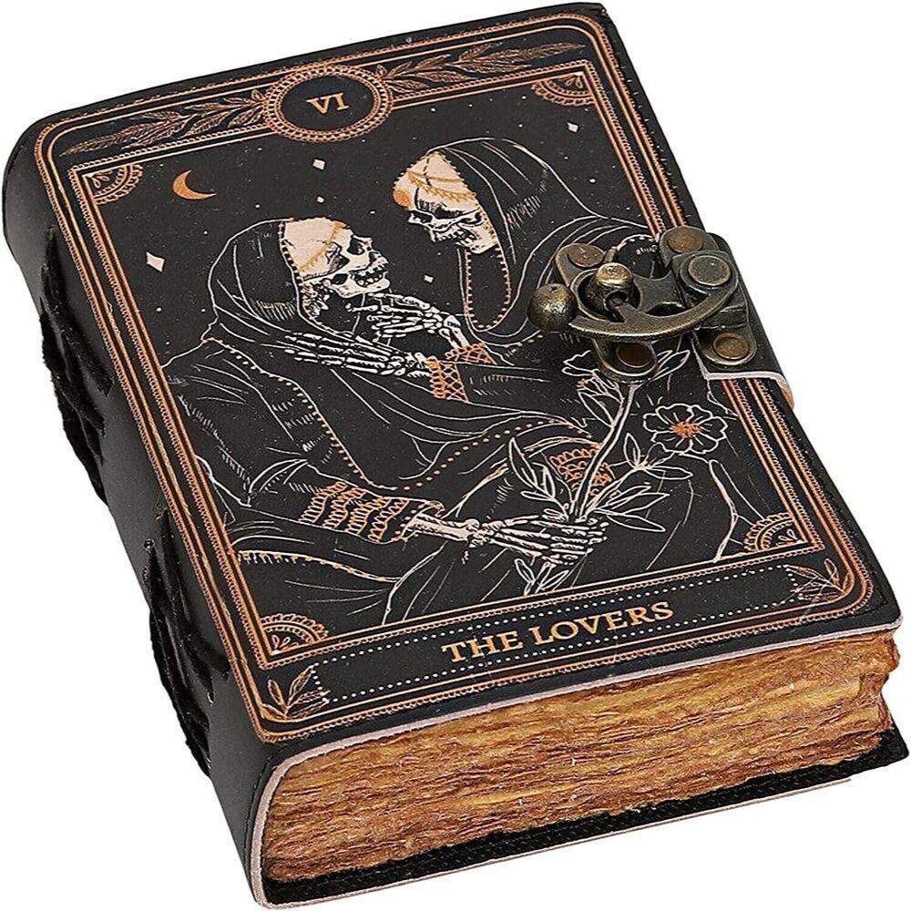 Book of Spells Leather Journal Deckle Edge Paper Grimoire Journal Halloween GIFT