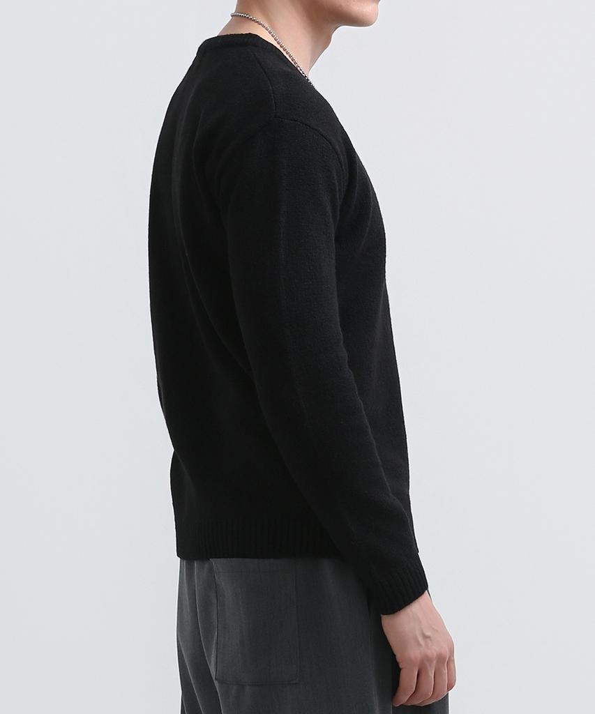 Seuteulaikeu Fine Blend Classic Crew Neck Knit (Black)