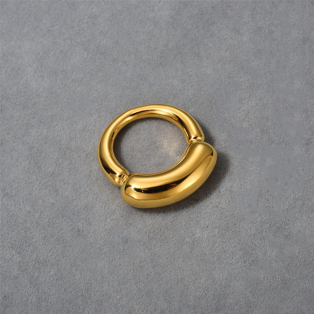 Fashion Unique Personality Ring Brass Plated 18K Real Gold Niche Design Sense Simple Temperament Versatile Ring No. 7