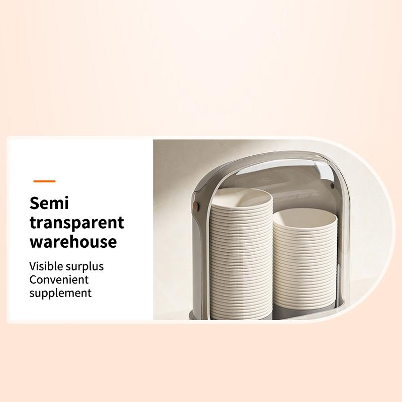 Wall-Mounted No-Drill Disposable Cup Dispenser Household Paper Cup Holder Dustproof Cup Storage Rack