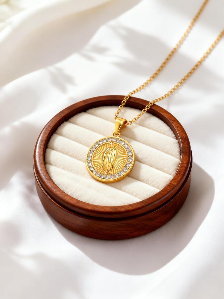 Dainty Zircon Rosary Virgin Necklace for Women Stainless Steel Round Pendant Necklaces Mary Prayer Jewelry Gift