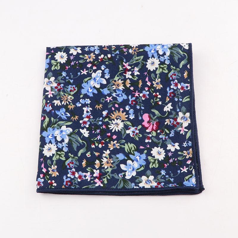 25cm Vintage Floral Cartoon Printed Handkerchief Cotton Women Men Wedding Suits Pocket Square Adult Gift Accessory High Quality