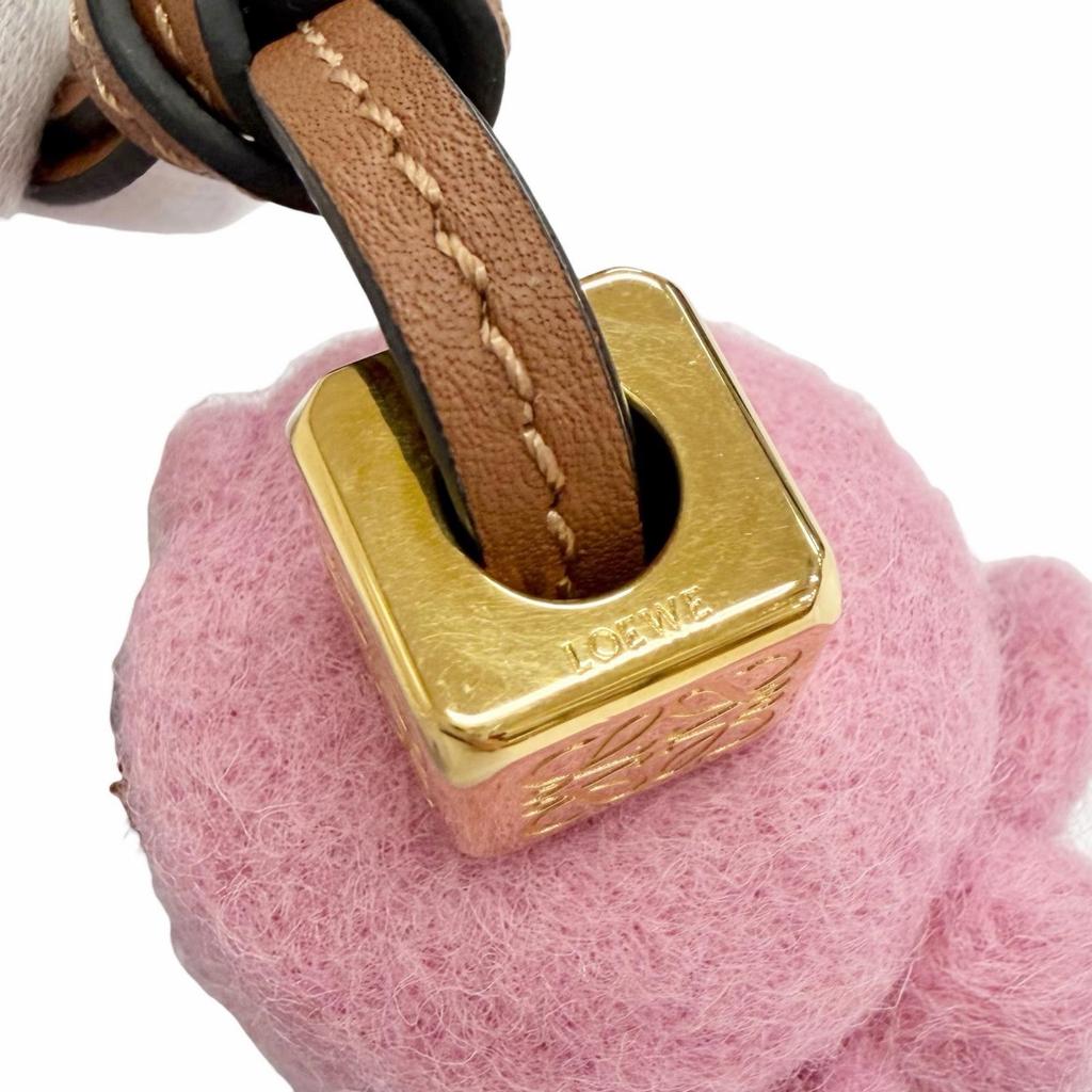 Great LOEWE Bag charm Elephant charm Elephant Anagram Cube pink felt Women Used