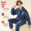 MaoRen Boys' Thickened Double-Sided Warm Fleece Pajama Set