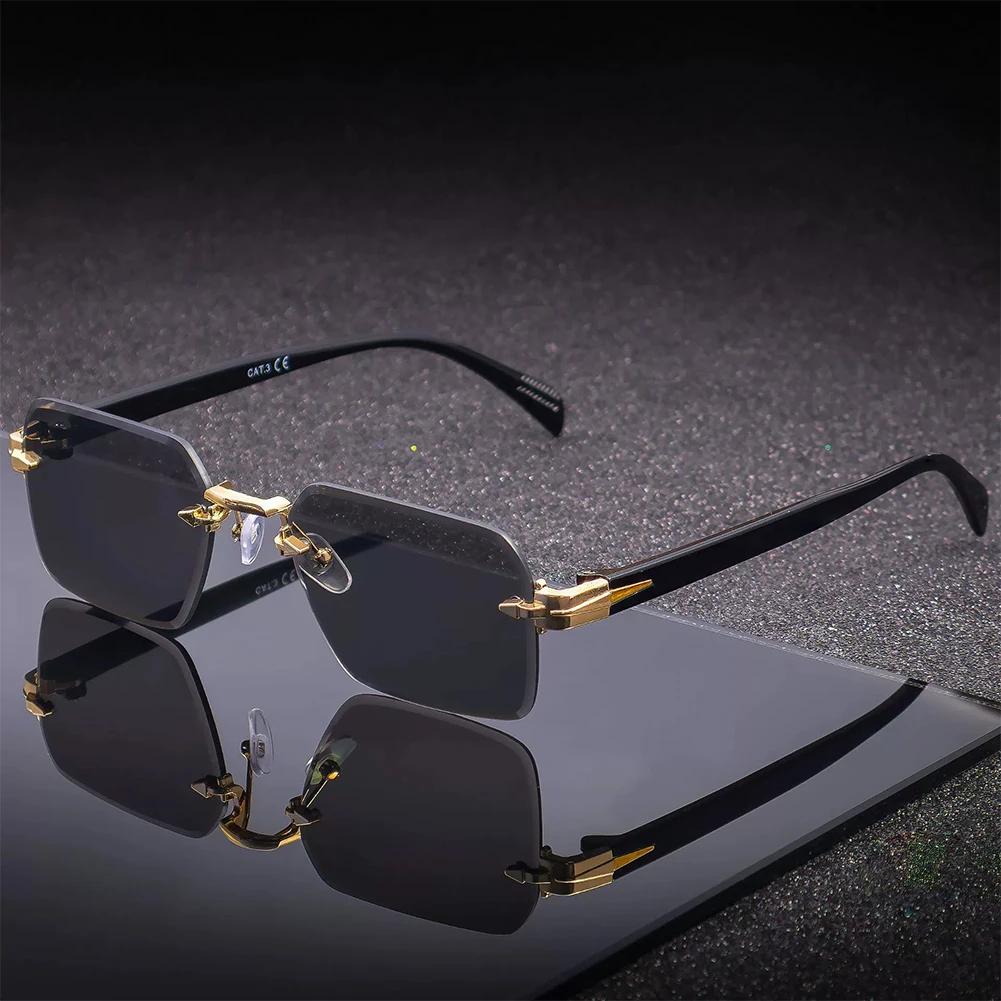 Women Men Universal Rectangle Frameless Sunglasses Festival Holiday Gift Sun Protection Vintage Alloy Glass Eyewear Accessories