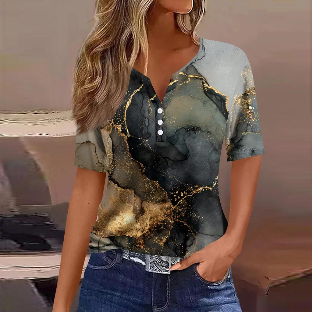 Women's Blouse Fashionable And Casual Short-Sleeved Printed T-shirt Top