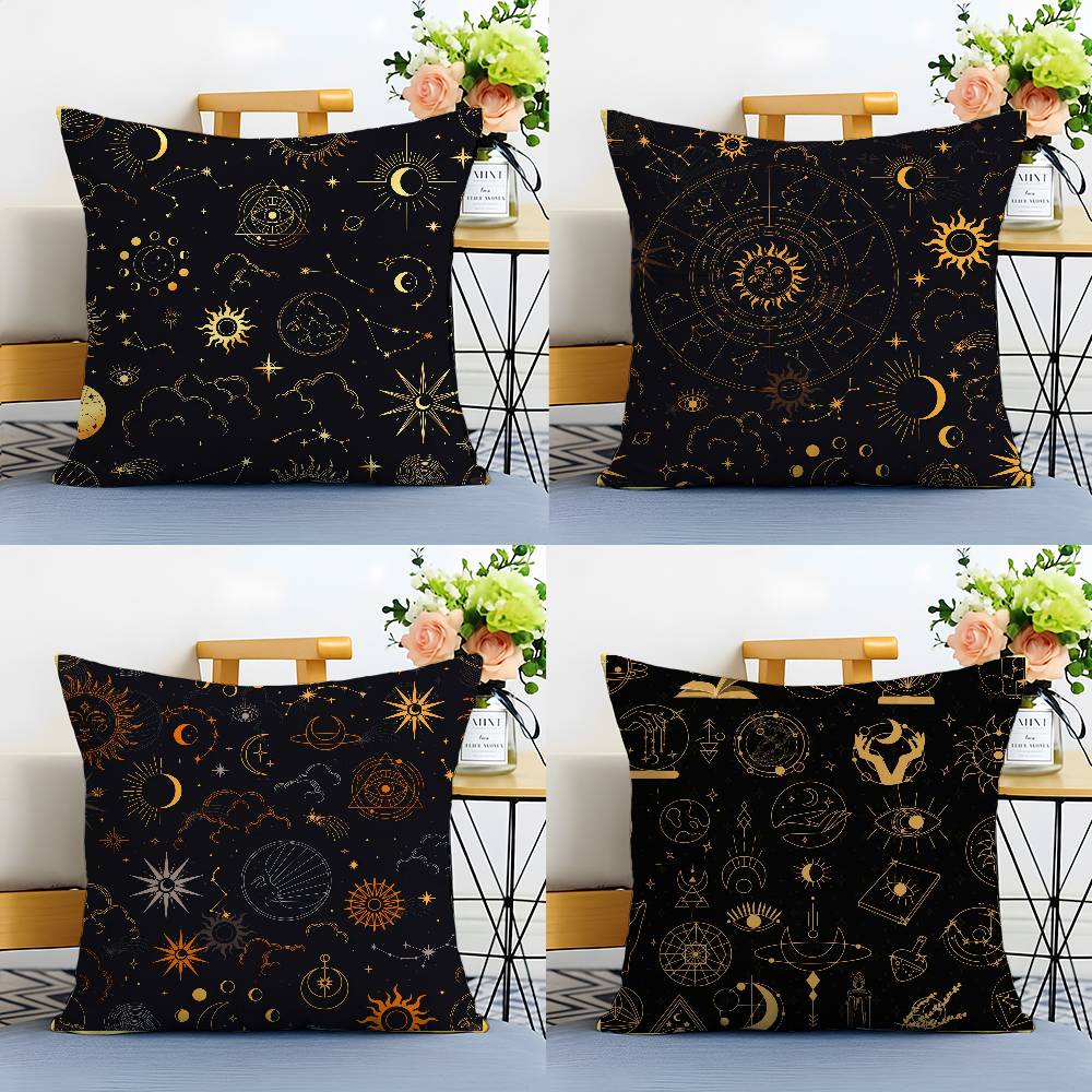 Traditional Eid Eid Symbol Print Pillow Case Anti-dustmite Pillowcase Invisible Zipper Silky Short Plush Sofa Cushion Cover