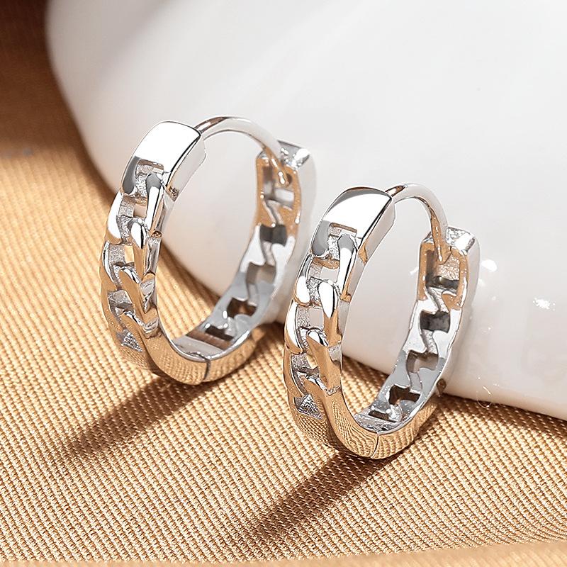 Earrings Women'S Chain Earrings Cold Wind Ear Buckles Niche Design Sense Plain Ring Personality Men'S Earrings Tide