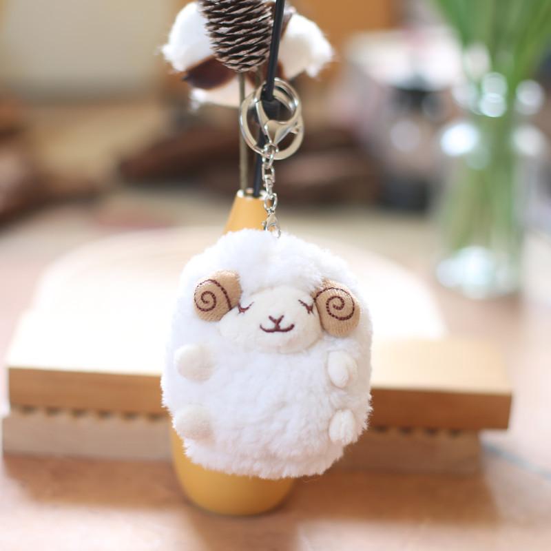 Cute Charming Plush Sheep Keychain Soft Fuzzy Bag Charm Stuffed Toy Animal