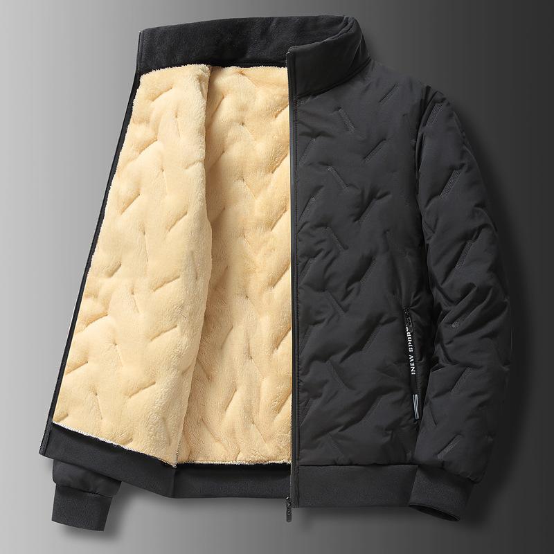Winterjacke für Herren aus warmer, winddichter Lammwolle und Fleece im mittleren Alter, lässig, mit Baumwolle gefüttert