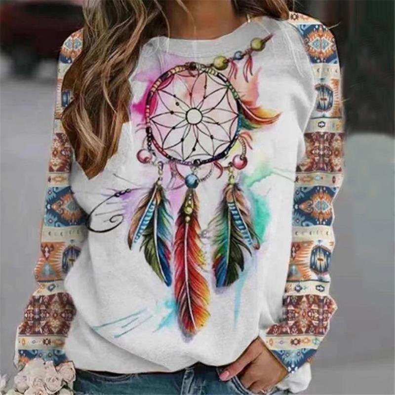 Рукава реглан Забавный тотемный рисунок Печать Универсальная цифровая женская футболка — фото 15