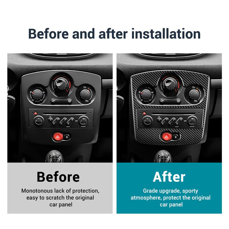 Dashbroad Trim Car AC CD Panel For Renault Clio 3 2006 2007 2008 2009-2012 Center Console Carbon Fiber Sticker Auto Accessories