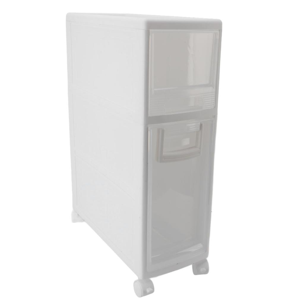Bathroom Storage Cabinet Plastic Narrow Slim Organizer Small Corner Cabinet with 2 Drawers and 4