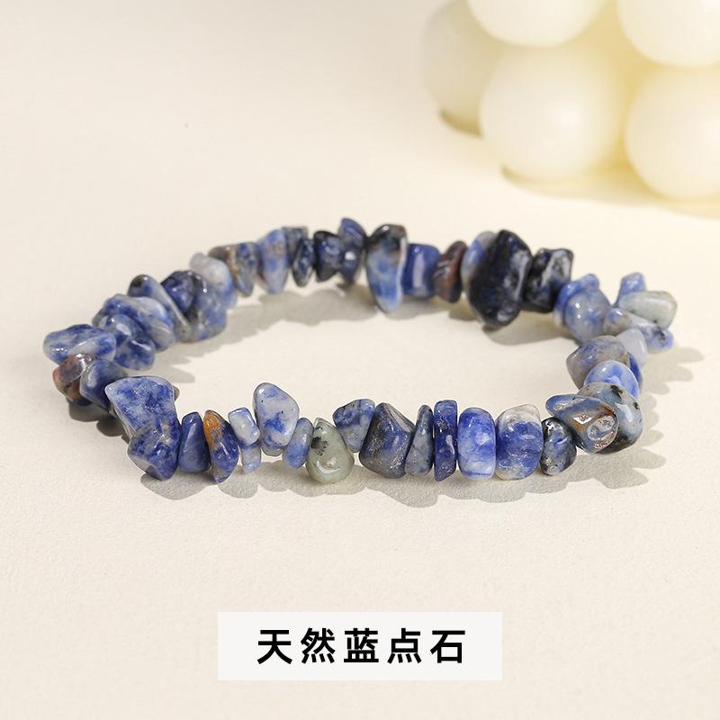 Natural Crystal Agate, Colorful Crushed Stone, Elastic Bracelet, Irregular, European and American Jewelry