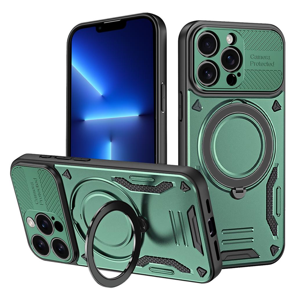 For iPhone 13 Pro Case Compatible with MagSafe Shockproof TPU + PC Phone Back Cover with Kickstand