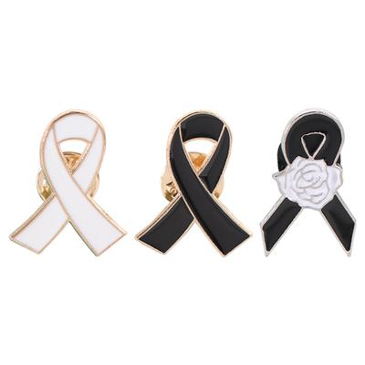 Weiß Schwarz Band Pin Vintage Schwarze Schleife Brosche Pin Einfach Beerdigungen Gedenk Pin Party
