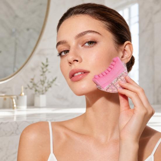 Lymphatic Contour Face Brush, Lymphatic Drainage Brush for Skin Sculpting Lifting, Ergonomic Massager Scrubber for Face, Chin, Neck