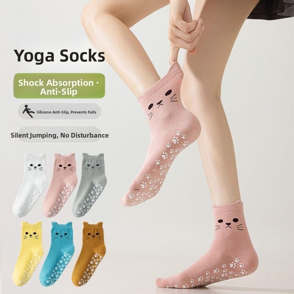 Cotton Yoga Socks Breathable Mid Tube Socks New Cat Embroidery Socks