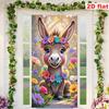 Easter Cartoon Calf Floral Door Banner - Spring Party Decoration