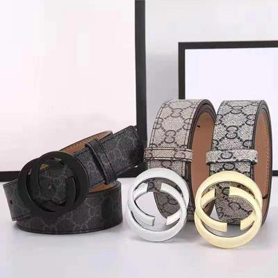 Men's Leather Belt with New Double G Fabric Pattern, Smooth Buckle, Business Fashion Trend, Simple Style for Young Men.