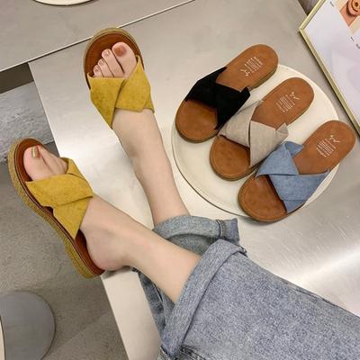 Summer Sandal Slippers Women Outside 2 Flat Cross Ladies Slippers Women's Shoes