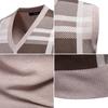 2025 Men's Autumn/Winter V-Neck Grid Knit Pullover Vest