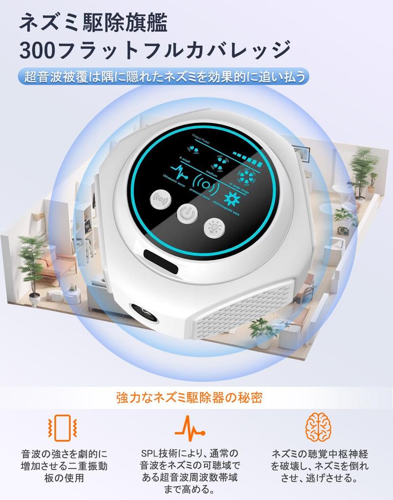 For PIEPIEGO Ultrasonic Rodent Powerful Electromagnetic Waves with Variable Effective Range of 300 Square and Safe for Kids and for and Includes