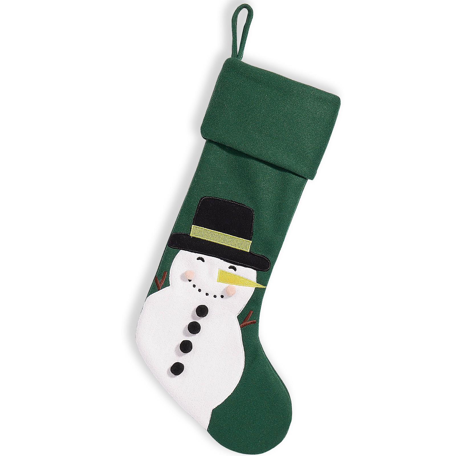 3D Fluffy Snowman & Reindeer Christmas Stocking Decoration