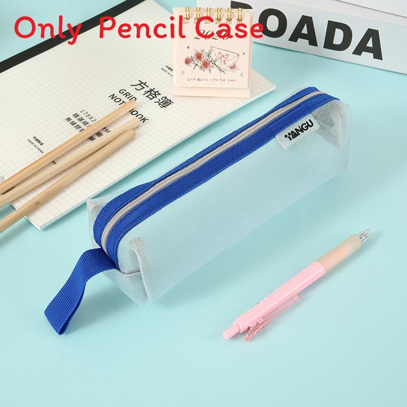 Minimalist Transparent Mesh Pencil Case With Large Capacity For Students And Exams