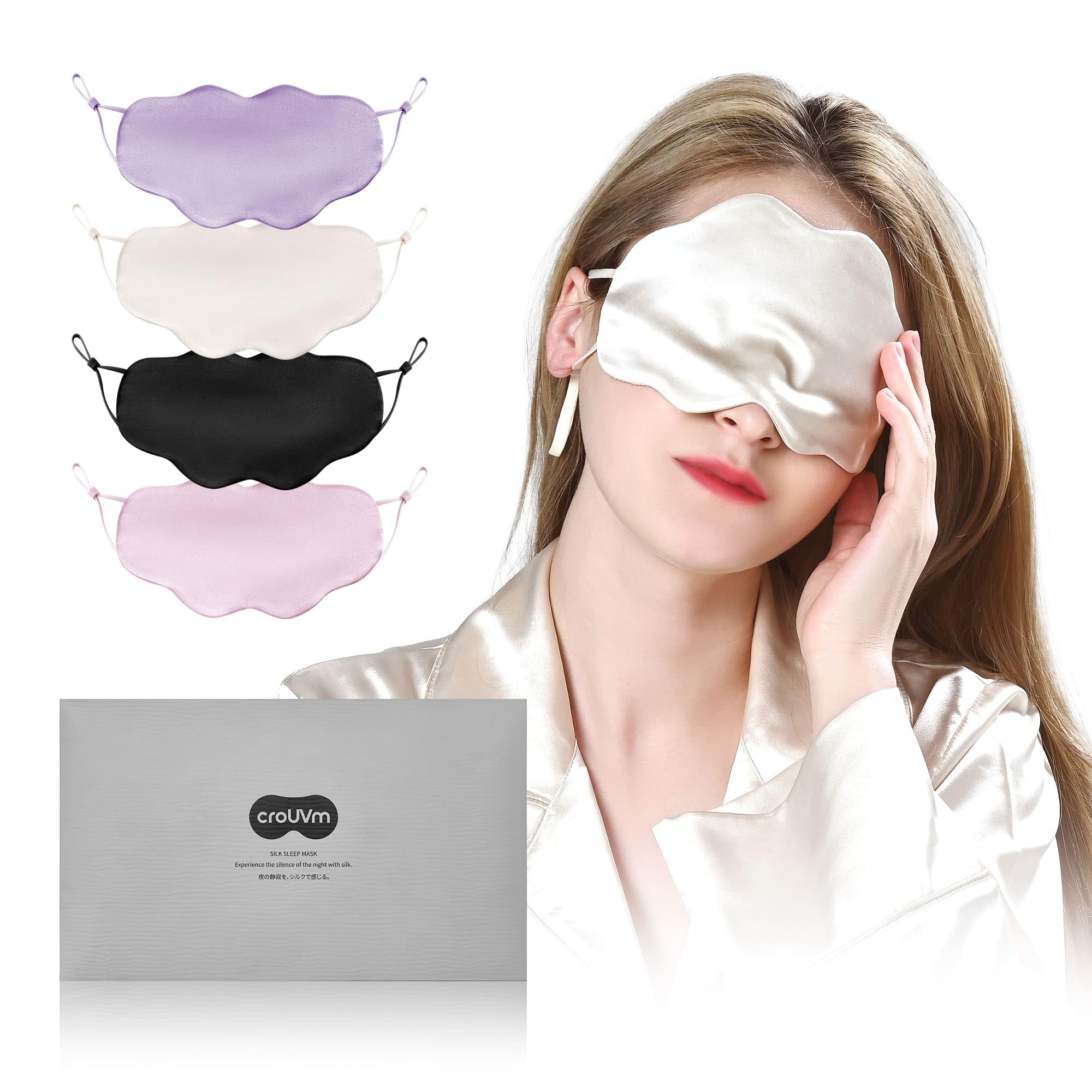 

CROUVM Silk Eye Natural Silk Eye Mask for Better Improved Silk Eye 19 Gentle on the Perfect for Business All Single Champagne Cloud-Shaped Mask, шампанского