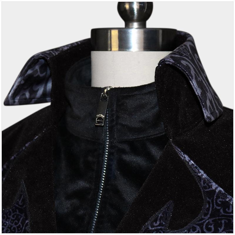 Men's Medieval Retro Christmas Tuxedo Coat - Mid-Length Punk Style