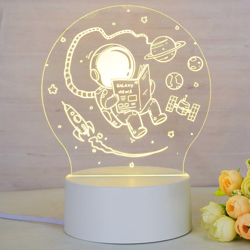 Customize Acrylic 3D Illusion LED Warm White Night Light for Living Room Kids Bedroom Decorative Lamp with USB Power