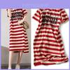 Summer Striped Print T Shirt Dress For Women With Loose Fit And Short Sleeves