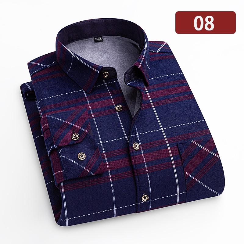 Camicia a quadri con pile double-face a maniche lunghe da uomo per autunno e inverno