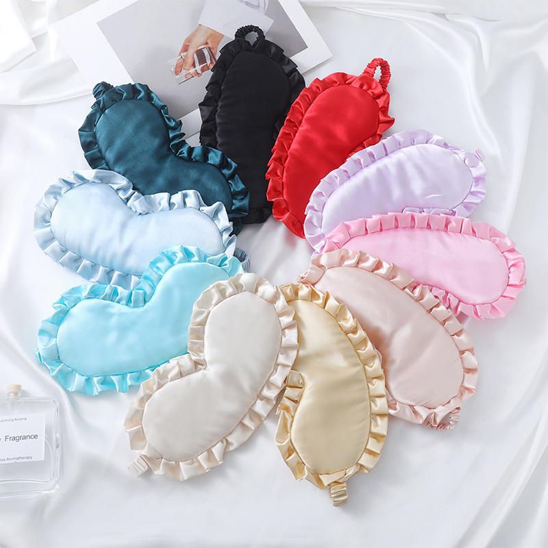 

Multicolor Silk Ruffle Sleep Eye Mask - Soft Travel Shading Eye Protection Cover for Women And Men