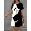 New Women Dress Cute Animal Print Pattern Design Sense Summer Elegant Women Fashion A-Line Dress Casual Short Sleeve Mini Dress