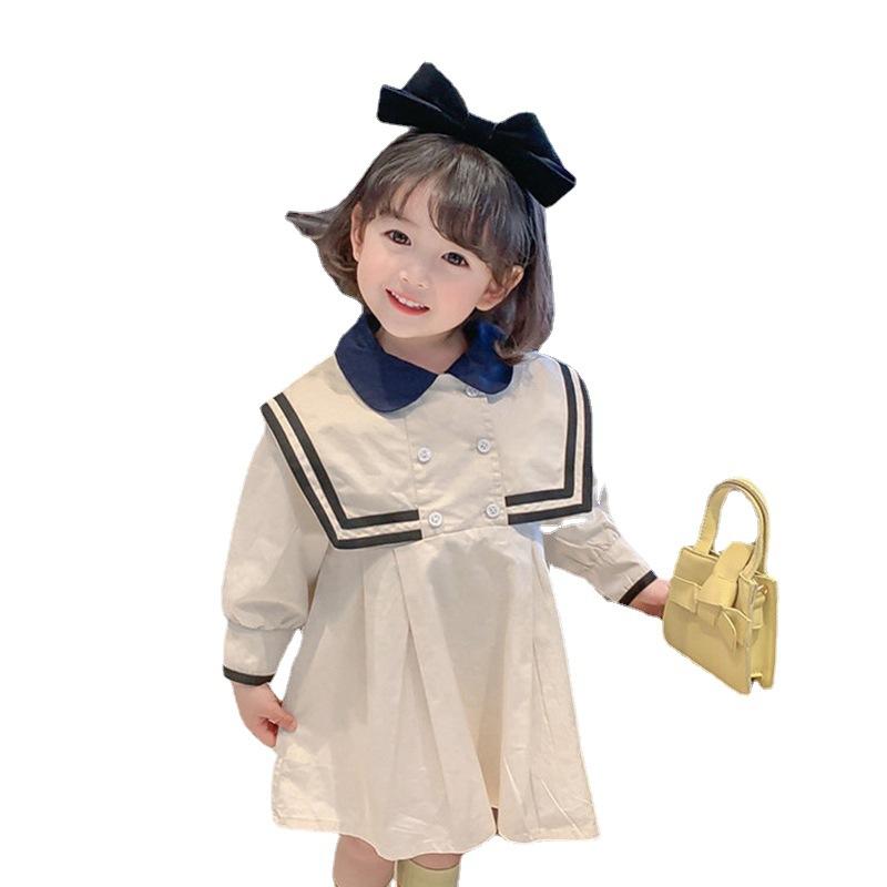 Abito da ragazza stile college Gonna casual per bambini Tinta unita Abito da principessa per bambina fresca