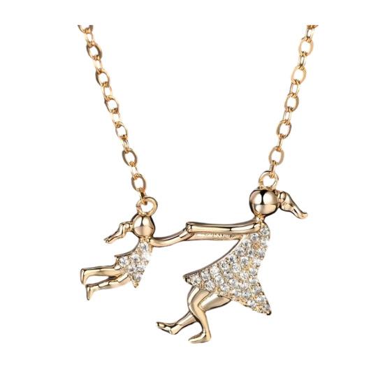 

Mother Daughter Necklace for Mom Sparkling Rhinestone Girl Mom Pendant Necklace Mother s Day Gift from Daughter золотистий