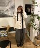 Dilleiopeu Dot Point Wide Wool Elastic Waist Pants [Charcoal]