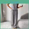 Cotton Linen Sleeveless Long Pants Set For Women With Button Detailing Casual Summer Wear