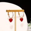 1 Pair of Fashionable Red Heart Earrings, Suitable for Street Photography, Fashionable Multi-function, Dripping Oil Heart Earrings