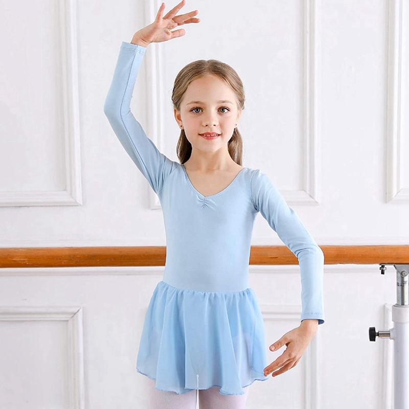Kinder Tanzkostüm Mädchen Langarm Ballettrock Trainingsanzug