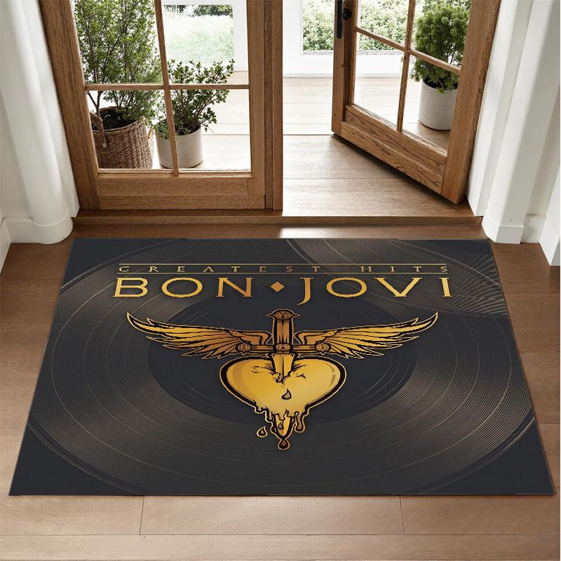 Bon Jovi Design Crystal Velvet Rug Soft Decorative Mat for Bedroom Entrance